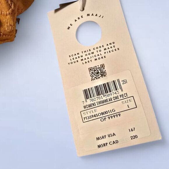 Maaji Reversible Safari Caramel‎ Brown V-Plunge One Piece Swimsuit - Size Large - Picture 9 of 9